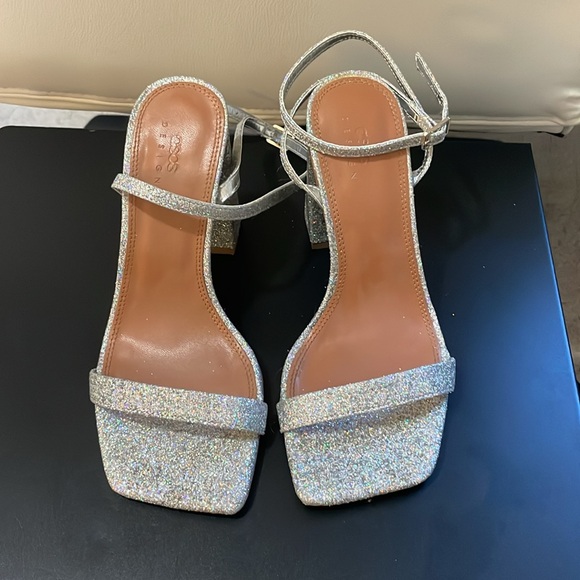 ASOS Silver Glitter Block Heels - Picture 3 of 5